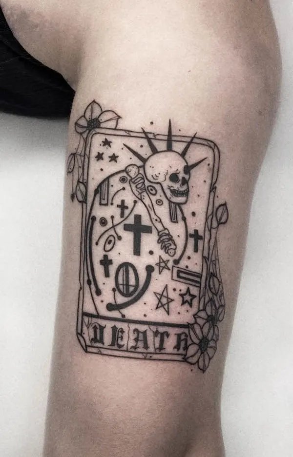 Klimt Death and Light tarot card tattoo by @annaolivia.tattoo