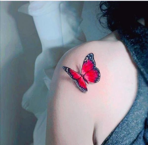 3D red butterfly tattoo