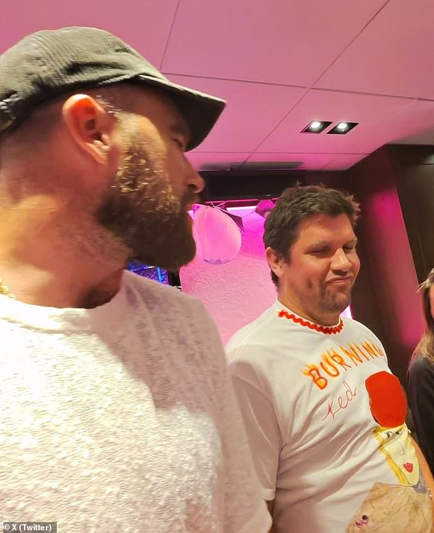 'He came in with a beer in his hand, he was super nice to everyone,' the host said of Kelce