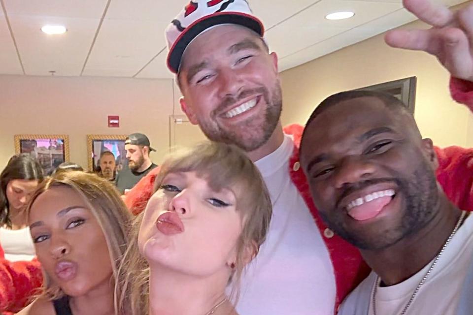 Ayan Broomfield/Instagram Ayan Broomfield, Taylor Swift, Travis Kelce and Frances Tiafoe on Nov. 10