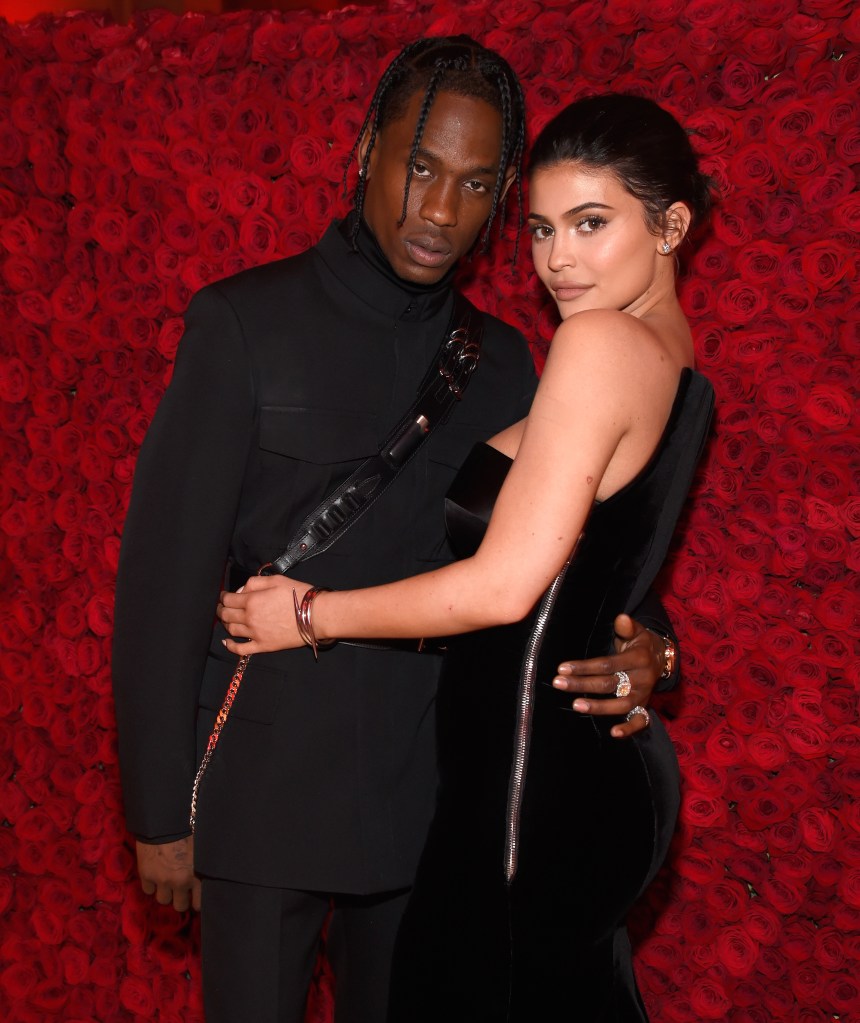 Travis Scott (L) and Kylie Jenner attend the Heavenly Bodies: Fashion & The Catholic Imagination Costume Institute Gala at The Metropolitan Museum of Art on May 7, 2018 in New York City.