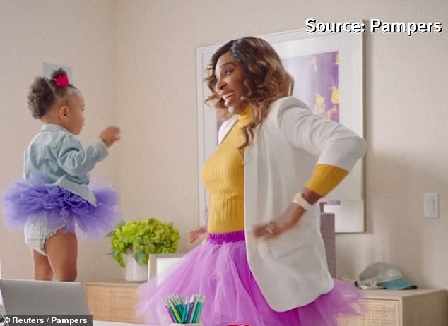 Having fun: She starred alongside her daughter in a commercial promoting children bring out their 'wild sides' while wearing the diapers