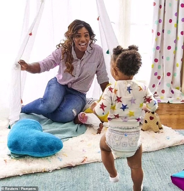 Always moving: Serena's revelations about Meghan come as she promotes her new partnership with Pampers