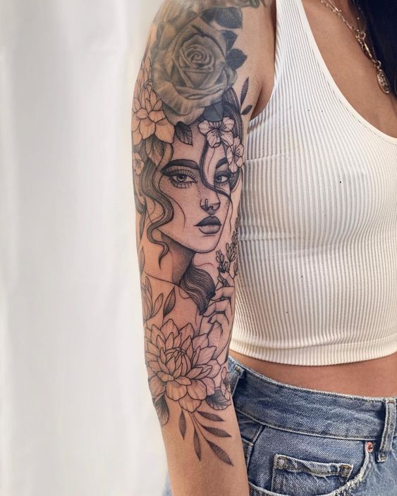 Explore 23 Unique Half Sleeve Tattoos for Women for Upper Arm Designs