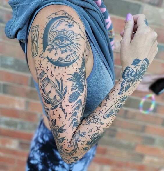 Explore 23 Unique Half Sleeve Tattoos for Women for Upper Arm Designs