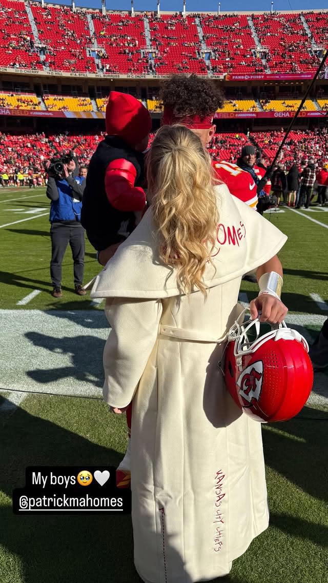 Pregnant Brittany Mahomes Game Day Coat Features Adorable Stitched Tribute to Her 3 Kids