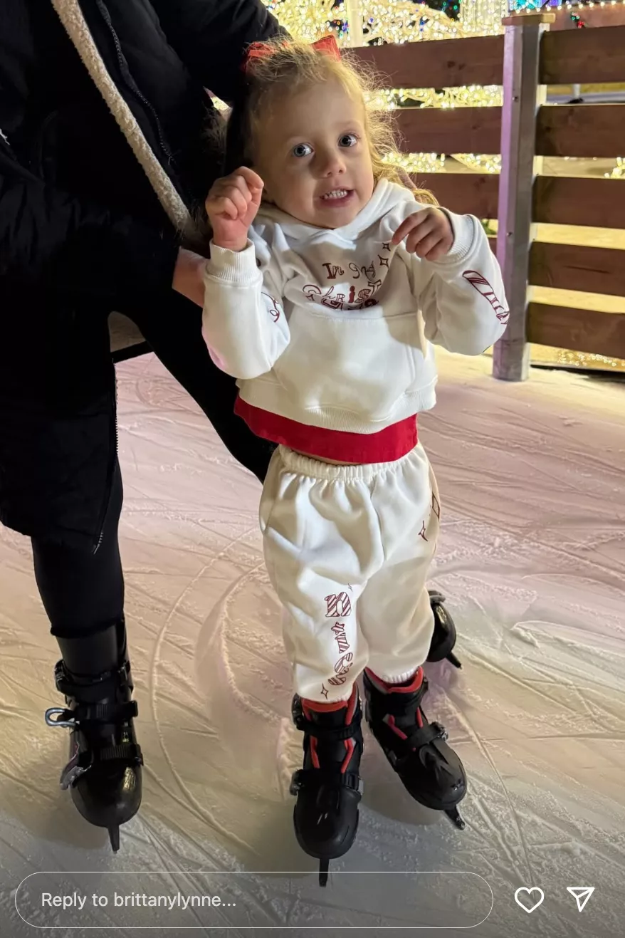 Brittany and Patrick Mahomes ice skating their kids