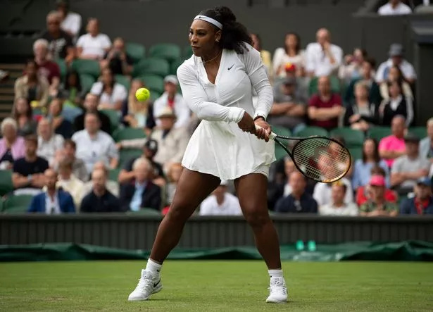 Serena Williams of The United States during her match against Harmony Tan of France during their Women's Singles First Round Match on day two of The Championships Wimbledon 2022 at All England Lawn Tennis and Croquet Club on June 28, 2022 in London, England.