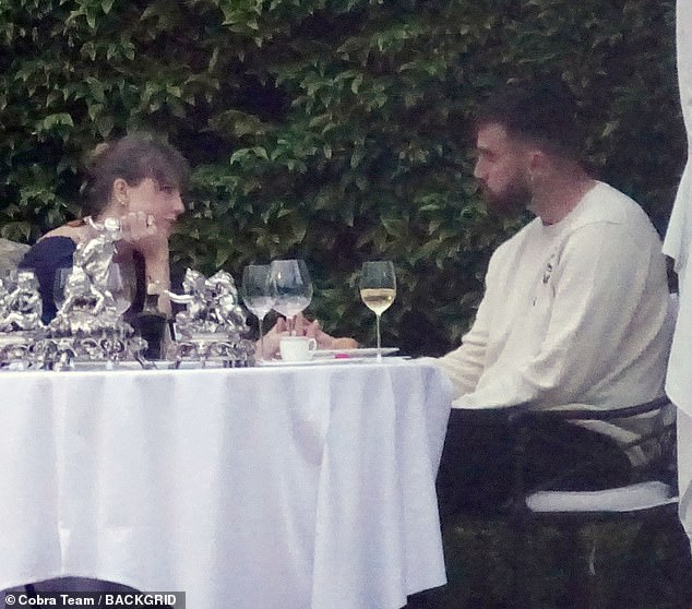 The lovebirds were spotted earlier this week holding hands across a dining table while taking in the grandeur of the 18th-century villa, which notes that it has 'roots going back to the 16th century' on its website