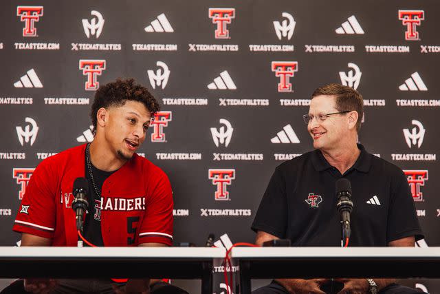 <p>Texas Tech Athletics</p> Patrick Mahomes and Texas Tech Director of Athletics Kirby Hocutt