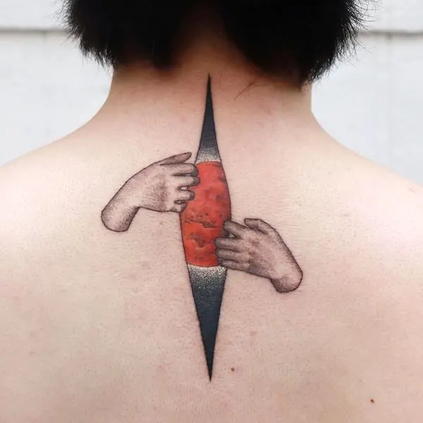 Mars planet tattoo on the back by @parkkaro