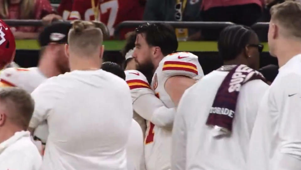 “I love you, man. I owe you, man. I owe you a lot for this one,” Kelce told Mahomes.