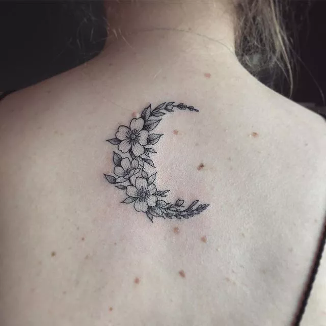 floral crescent moon