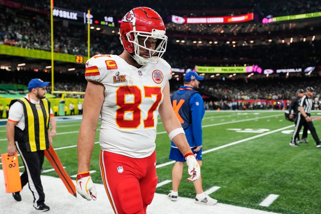 Travis Kelce at Sunday's Super Bowl