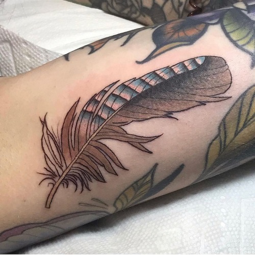 Blue Jay Feather Tattoo