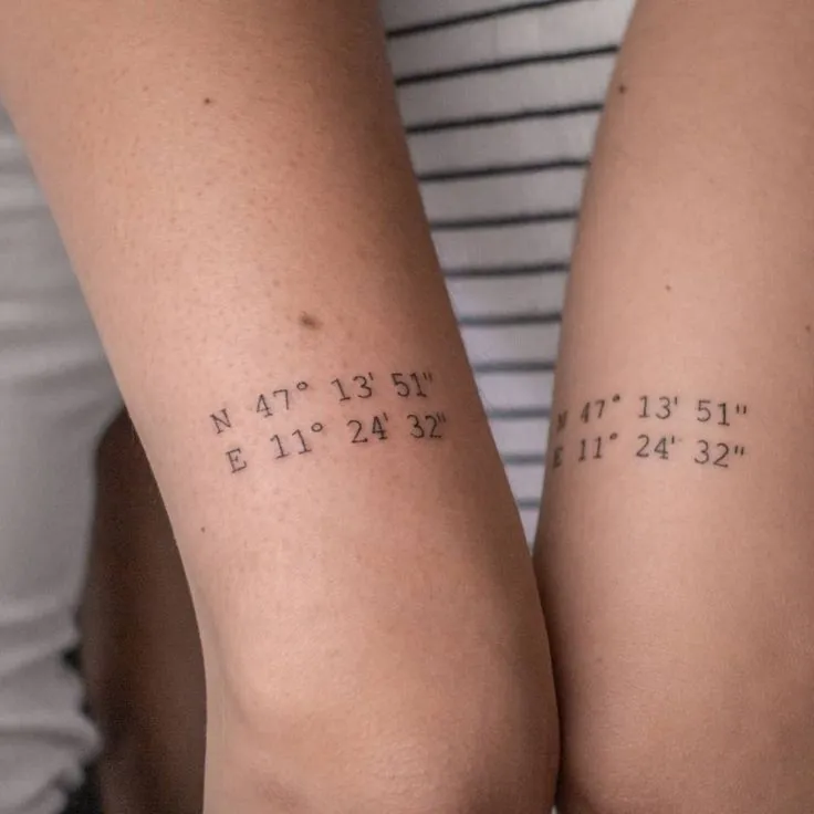 Coordinates matching tattoo