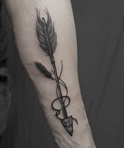 Feather Arrow Tattoo