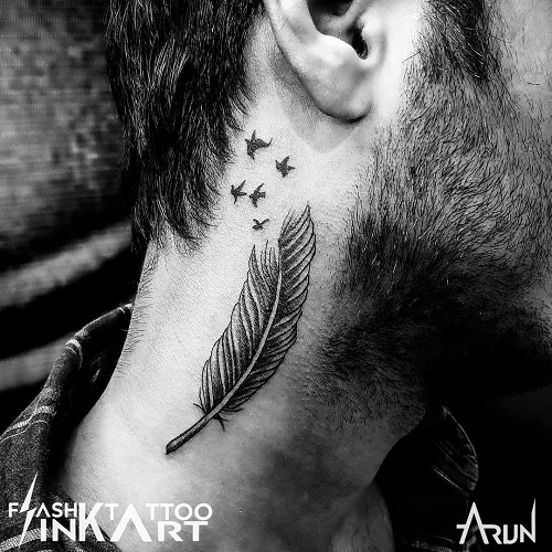 Feather with Birds Tattoo