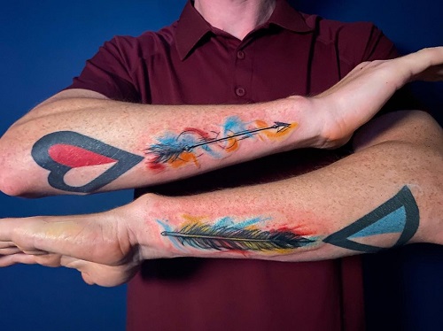 Watercolor Feather Tattoo