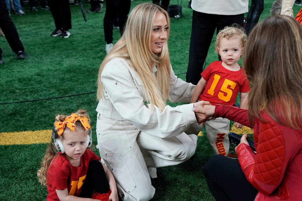 Brittany Mahomes and kids at Sunday's Super Bowl 2025