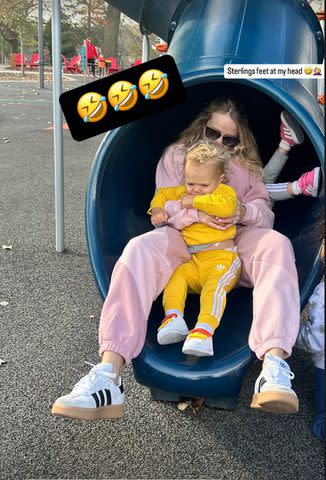 Brittany Mahomes/Instagram  Brittany Mahomes going down a slide with her children