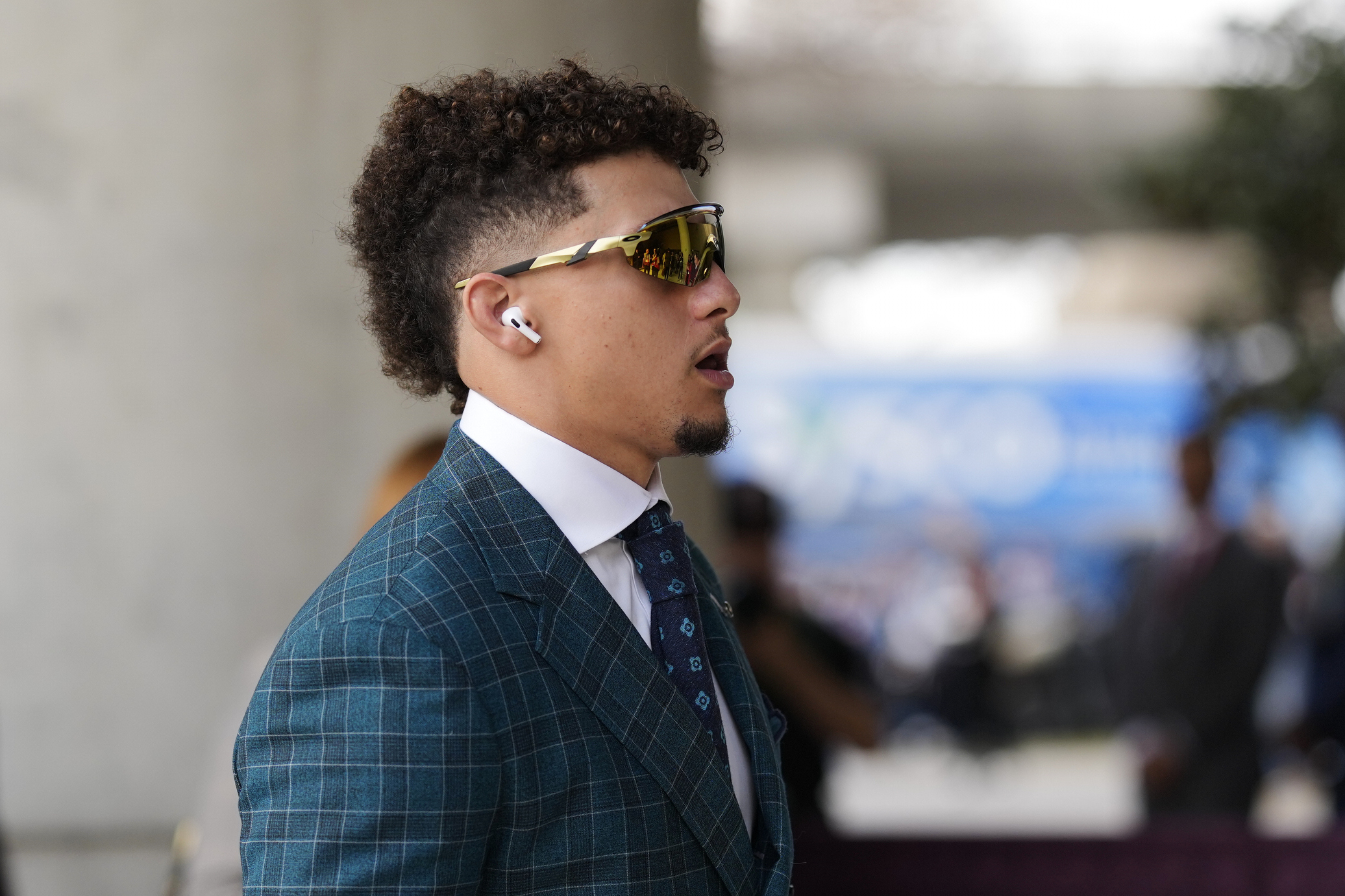 Patrick Mahomes walking to the Super Bowl 2025