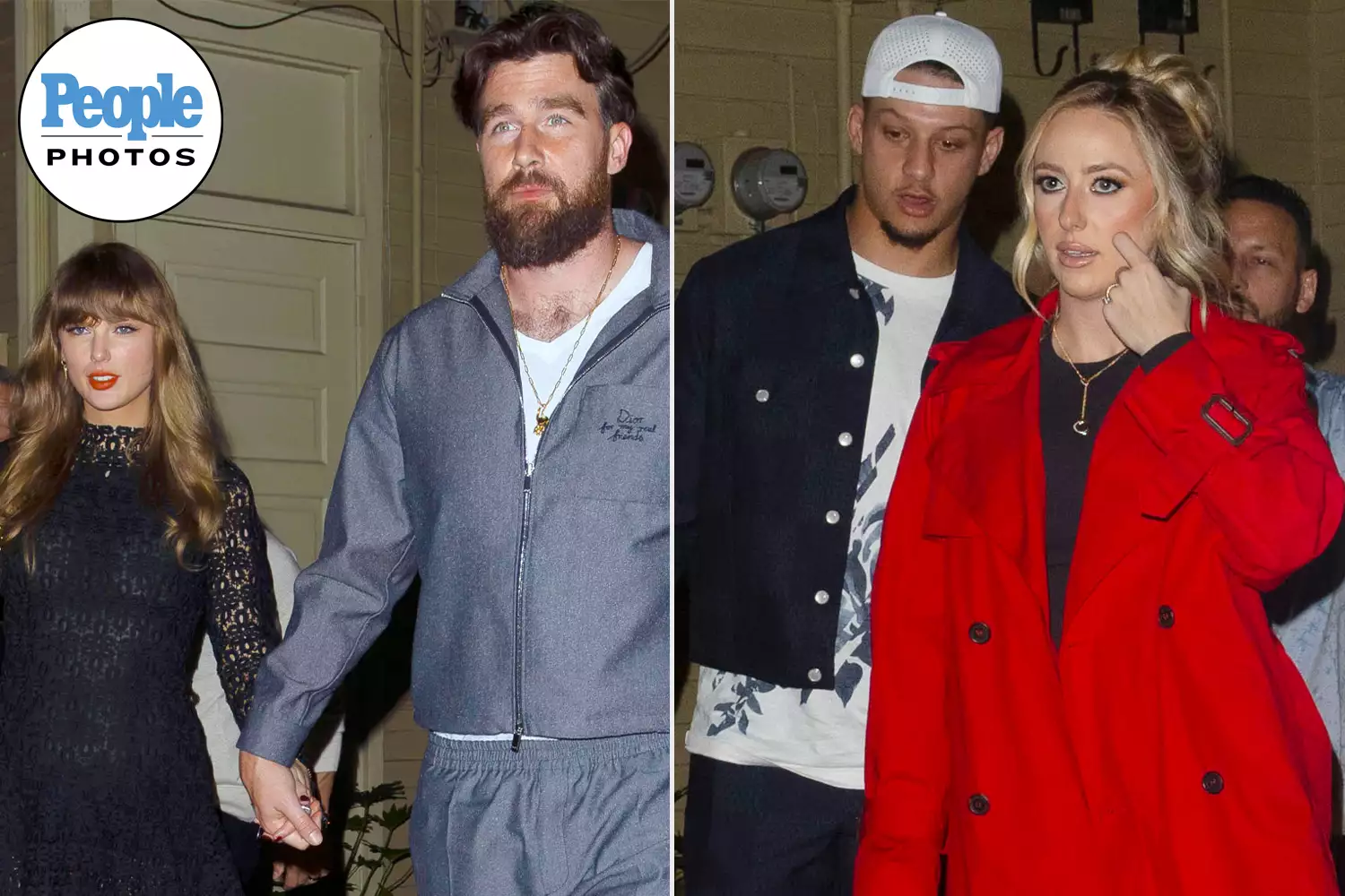 Taylor Swift and Travis Kelce head to dinner in New Orleans. The coupler were joined by Travis's teammate Patrick Mahomes and his wife Brittany for dinner at Lilette restaurant ahead for Super Bowl LIX.