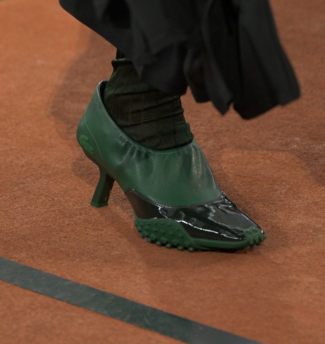 Model on the runway at the Lacoste Fall RTW 2025 fashion show as part of Paris Fashion Week on March 9, 2025 in Paris, France.