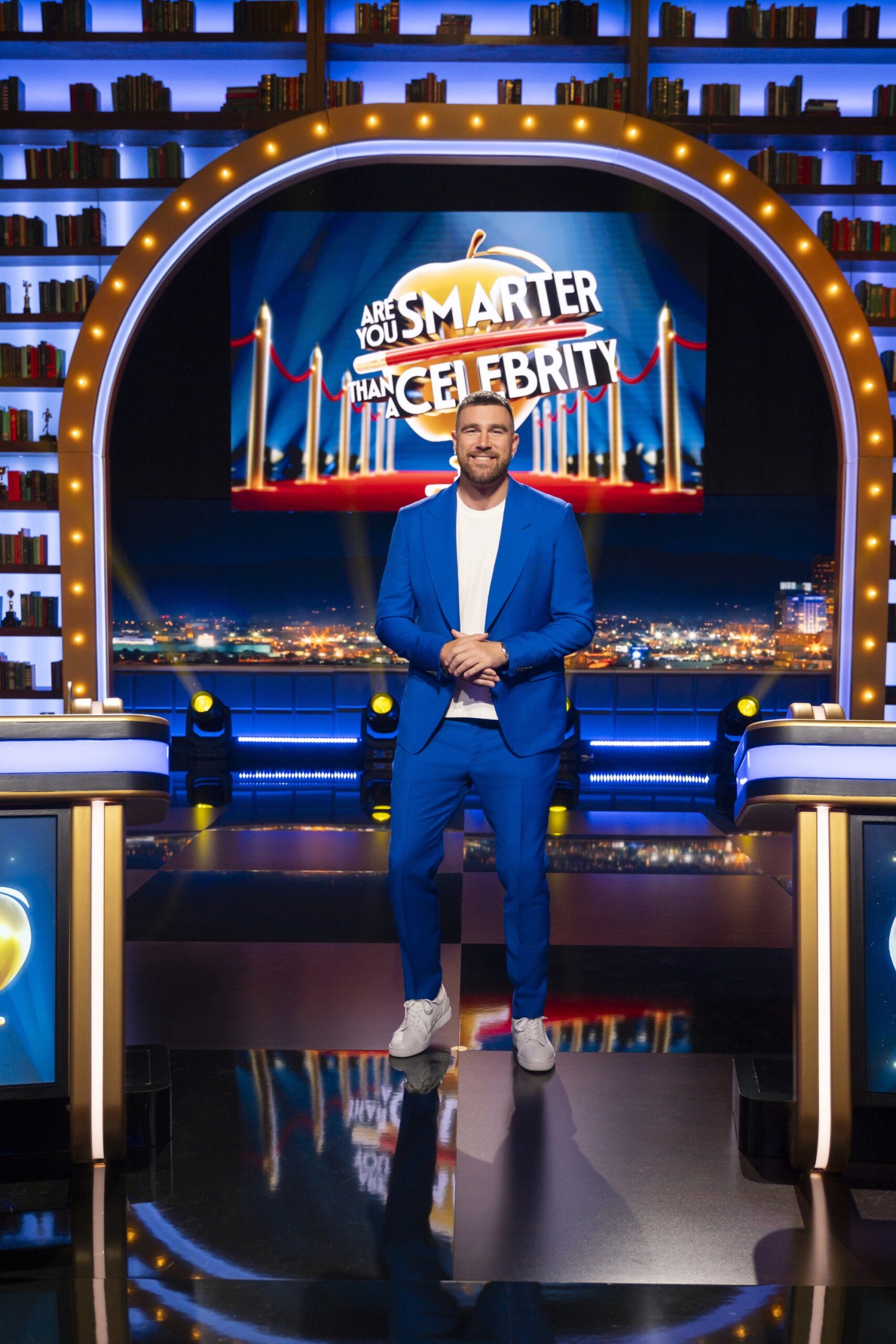 Travis Kelce hosting "Are You Smarter Than a Celebrity?"