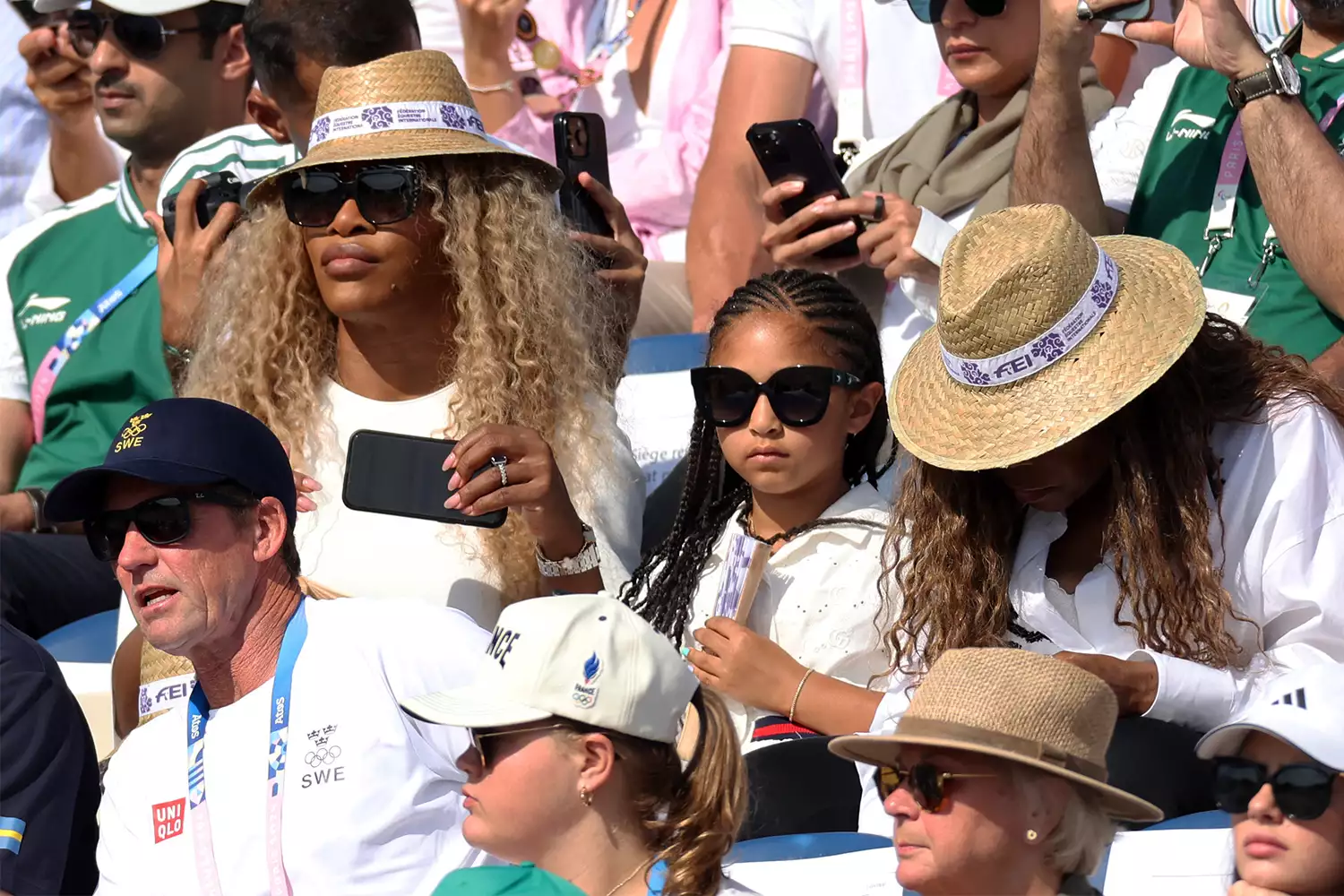 Former tennis player Serena Williams and daughter Alexis Olympia Ohanian Jr. attend the Jumping Individual Final on day eleven of the Olympic Games Paris 2024