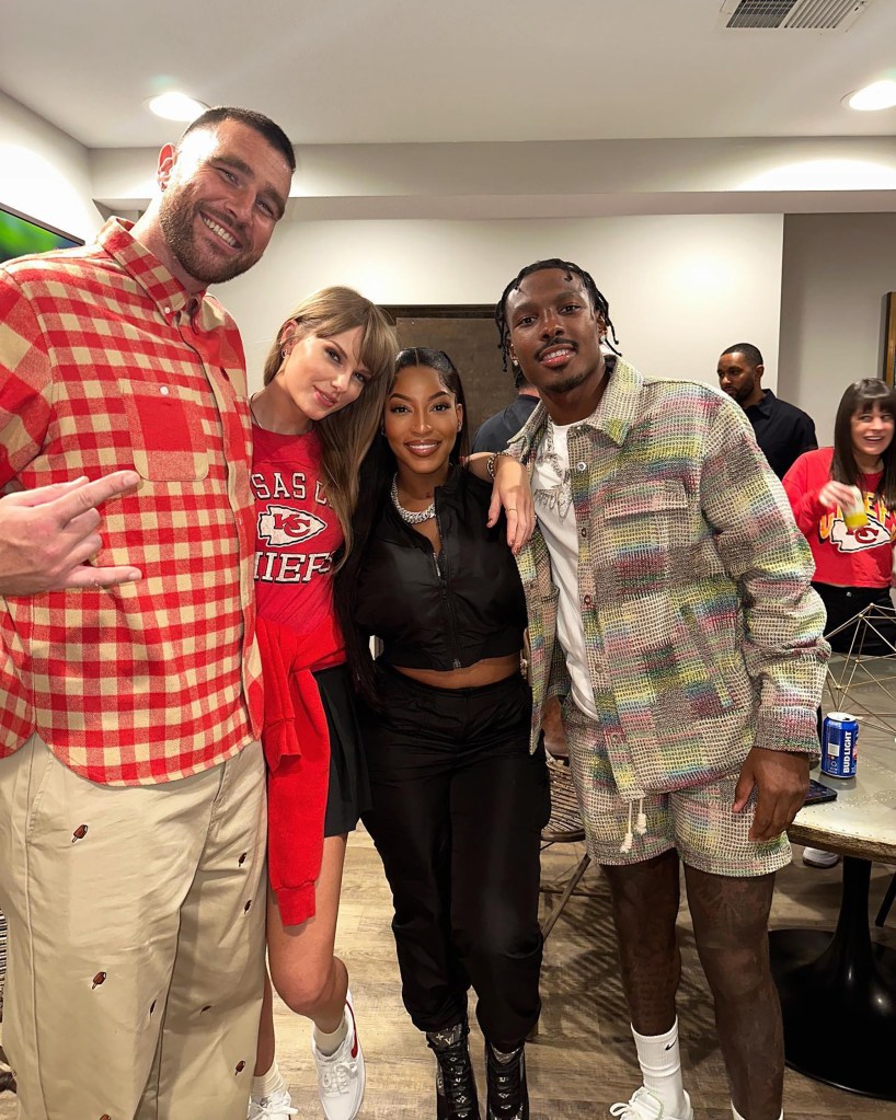 Chariah Gordon, Taylor Swift, Travis Kelce and Mecole Hardman via Instagram