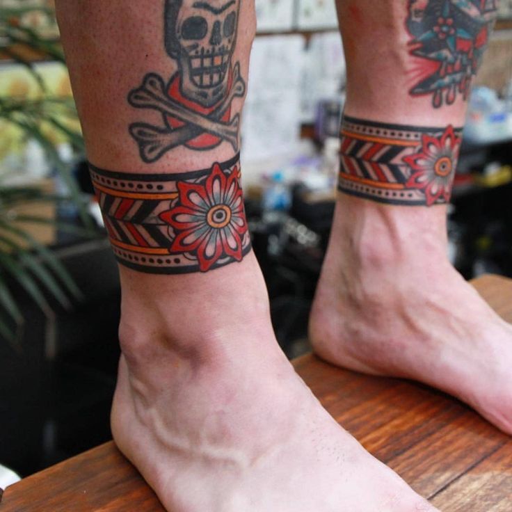 Ghostly skull ankle tattoo, showing strong and mysterious personality