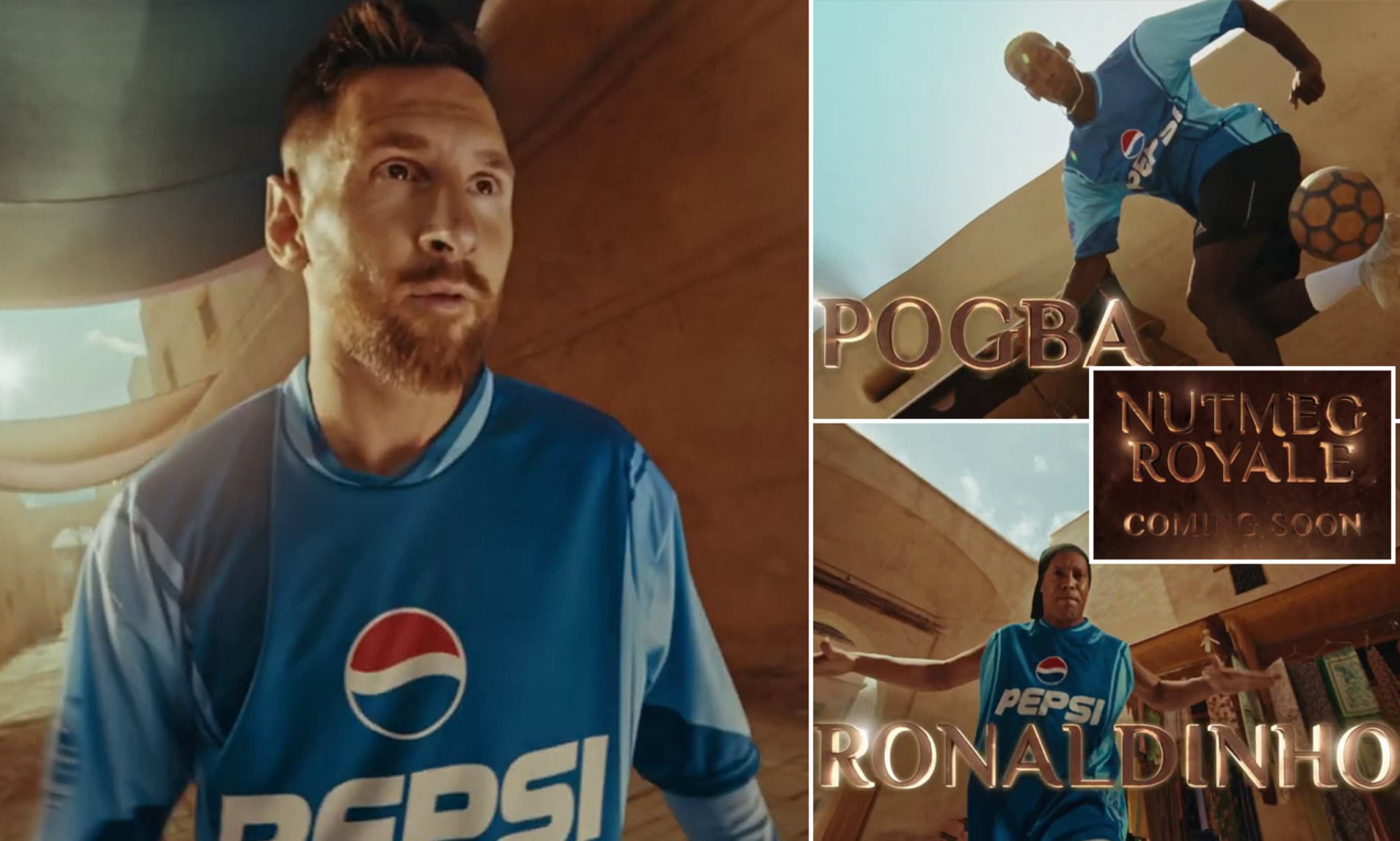 Lionel Messi is joined by Paul Pogba and Brazilian legend Ronaldinho as trio star in Pepsi trailer | Daily Mail Online