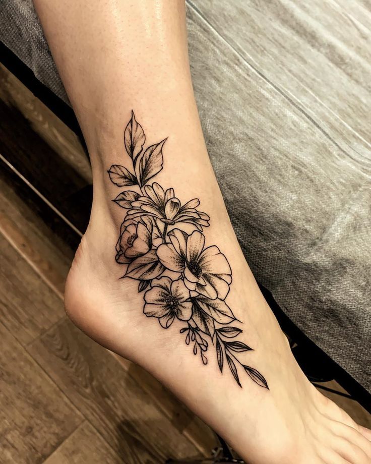 Hibiscus ankle tattoo, sexy and tropical
