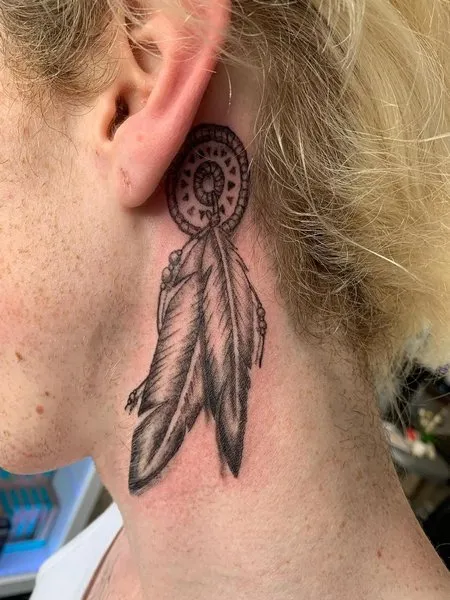 Behind The Ear Feather Tattoos Behind The Ear Feather Tattoos