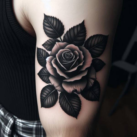 Black and Grey Rose Tattoo 2