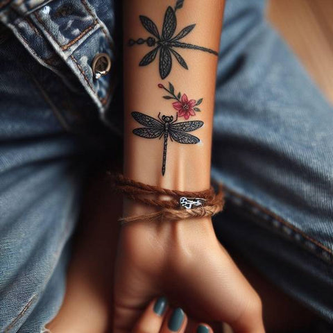 Dragonfly Flower Tattoo 1