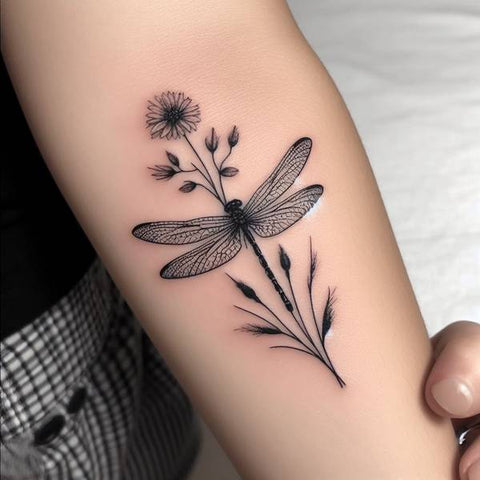 Dragonfly Flower Tattoo 2