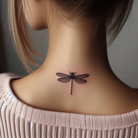 Dragonfly Neck Tattoo 1