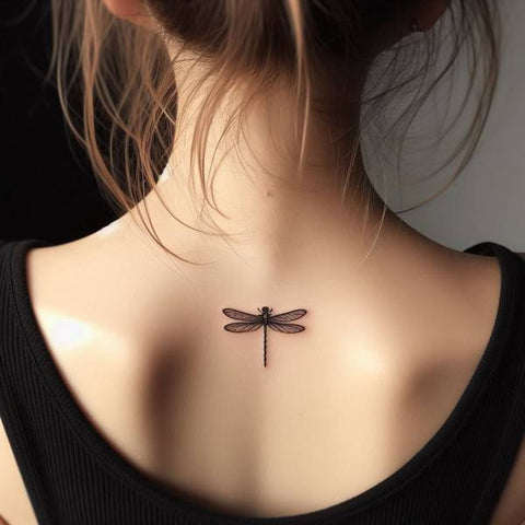 Dragonfly Neck Tattoo 2