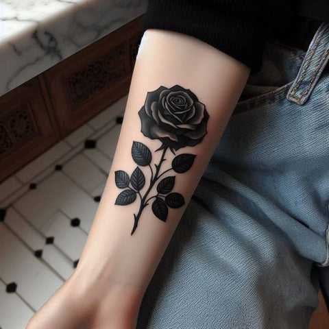 Traditional Black Rose Tattoo 2