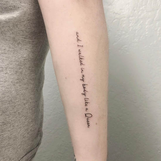 arm quote tattoo placement