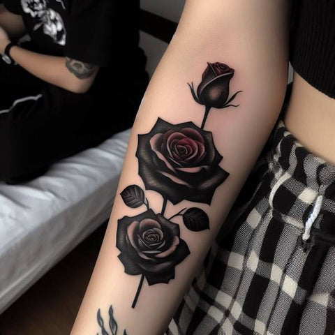 Black and Red Rose Tattoo 1