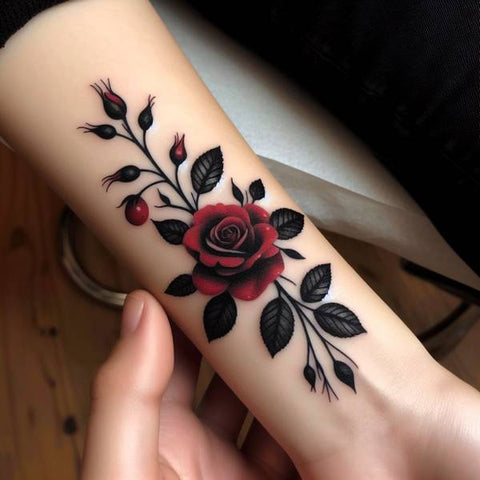 Black and Red Rose Tattoo 2