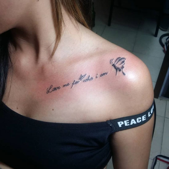 collarbone quote tattoo design