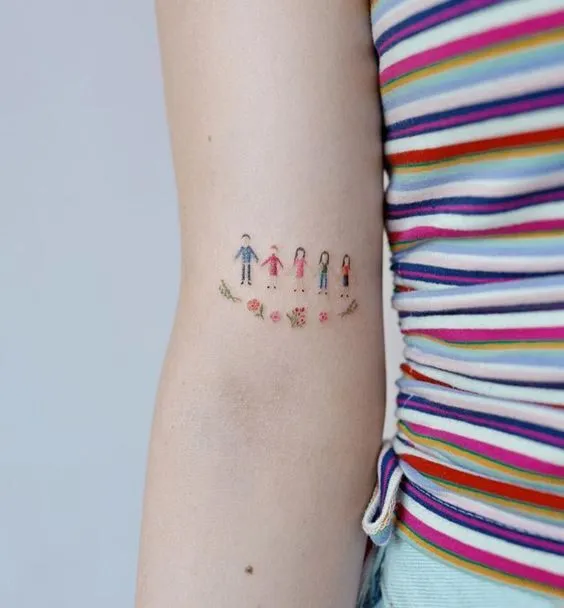 Family member tattoos are designed small and pretty, showing love and attachment.
