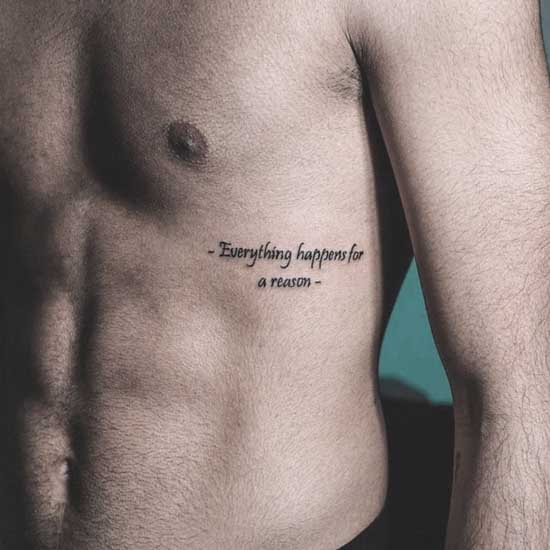 men quote rib tattoo