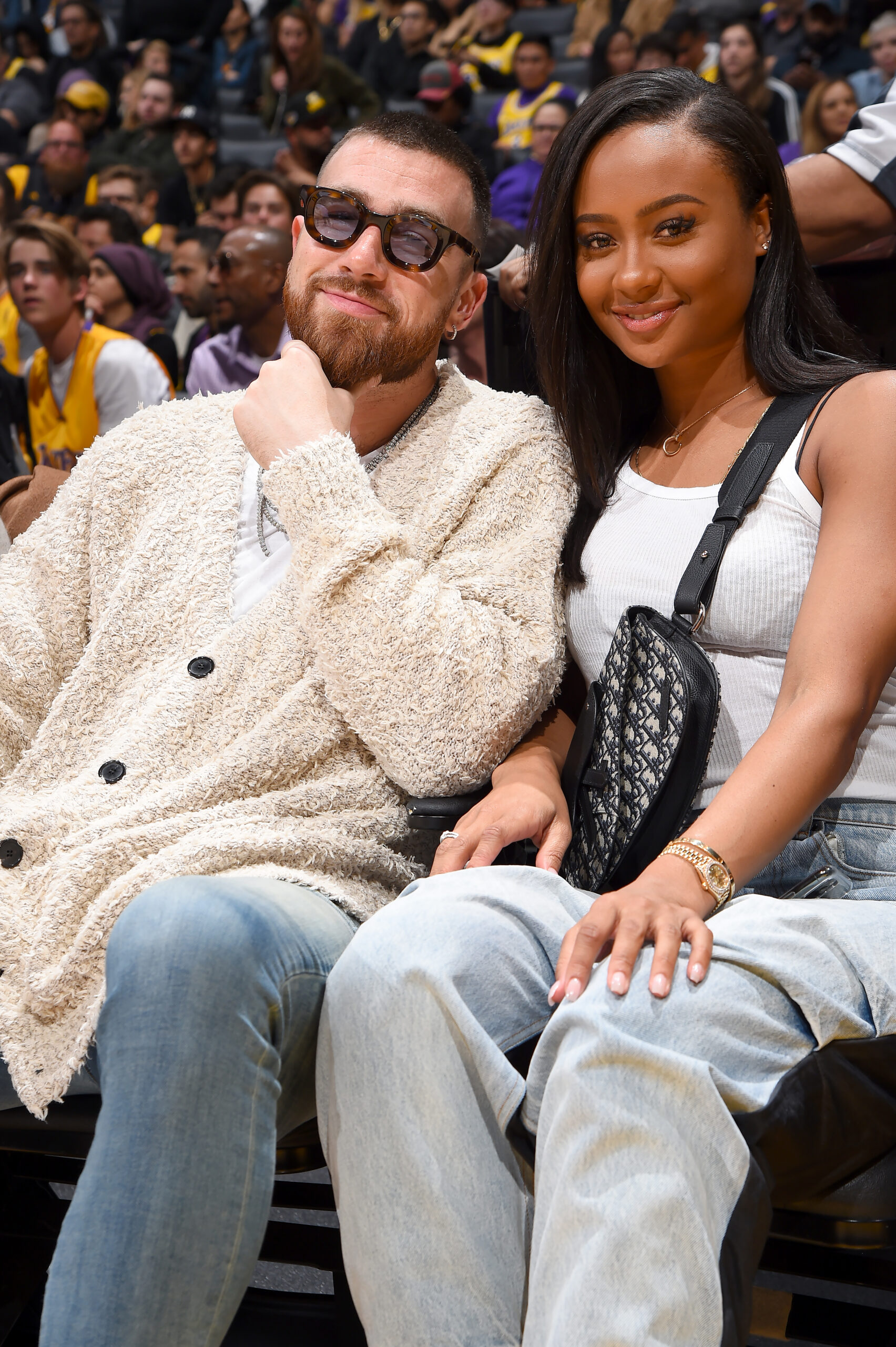 Kayla Nicole and Travis Kelce at February 2020 NBA game