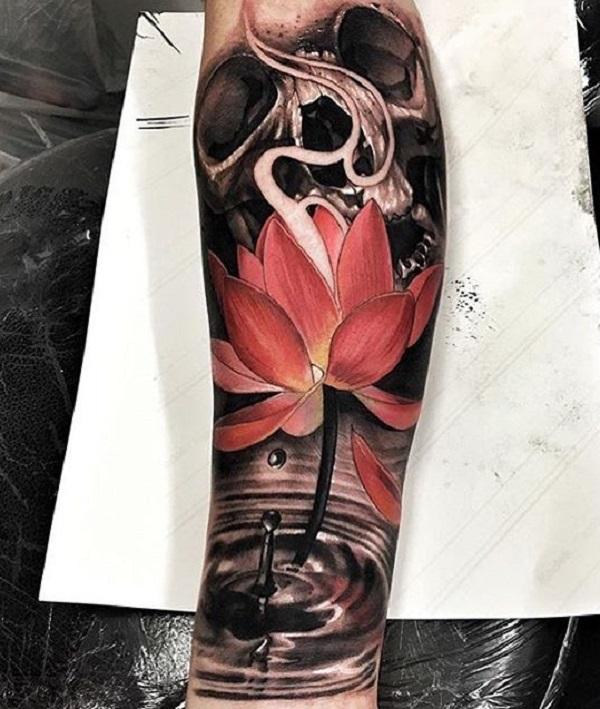 Skull and lotus