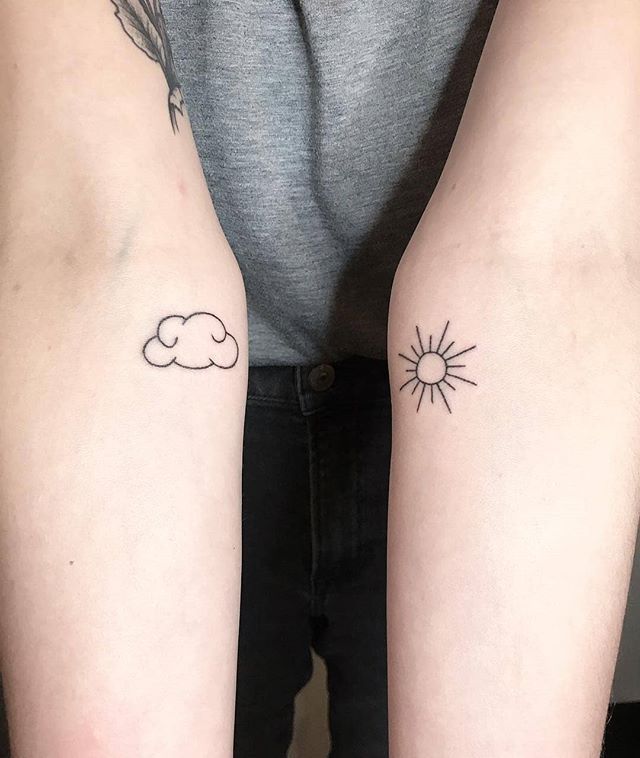 Sun and cloud tattoo by lisa pokes - Tattoogrid.net